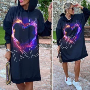 Mikina oversize kapuce Color Heart