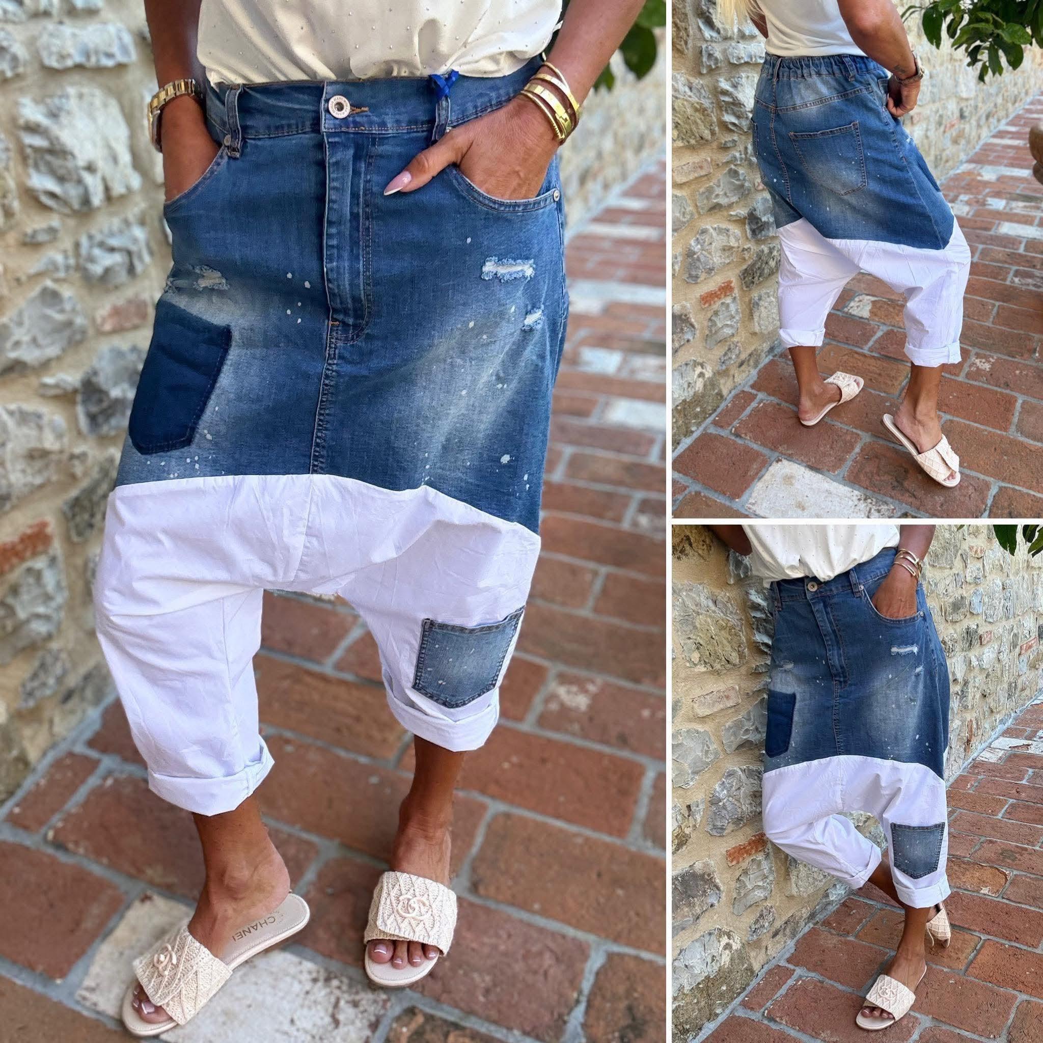 AKCE Baggy kombinace jeans a látky